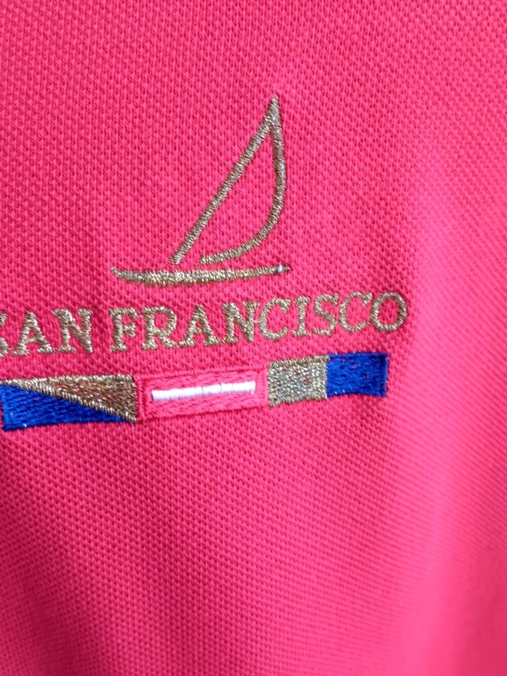 True Vintage Polo Shirt XL 80s CRAZY SHIRT SAN FRANCISCO KNIT COLLAR USA RED